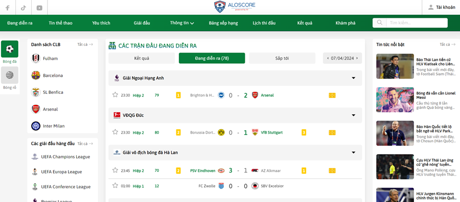 Aloscore là một trong những chuyên trang bóng đá hàng đầu tại Việt Nam