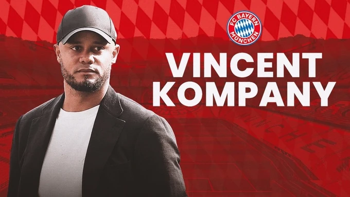 Bayern Munich bổ nhiệm Vincent Kompany làm HLV đến năm 2027